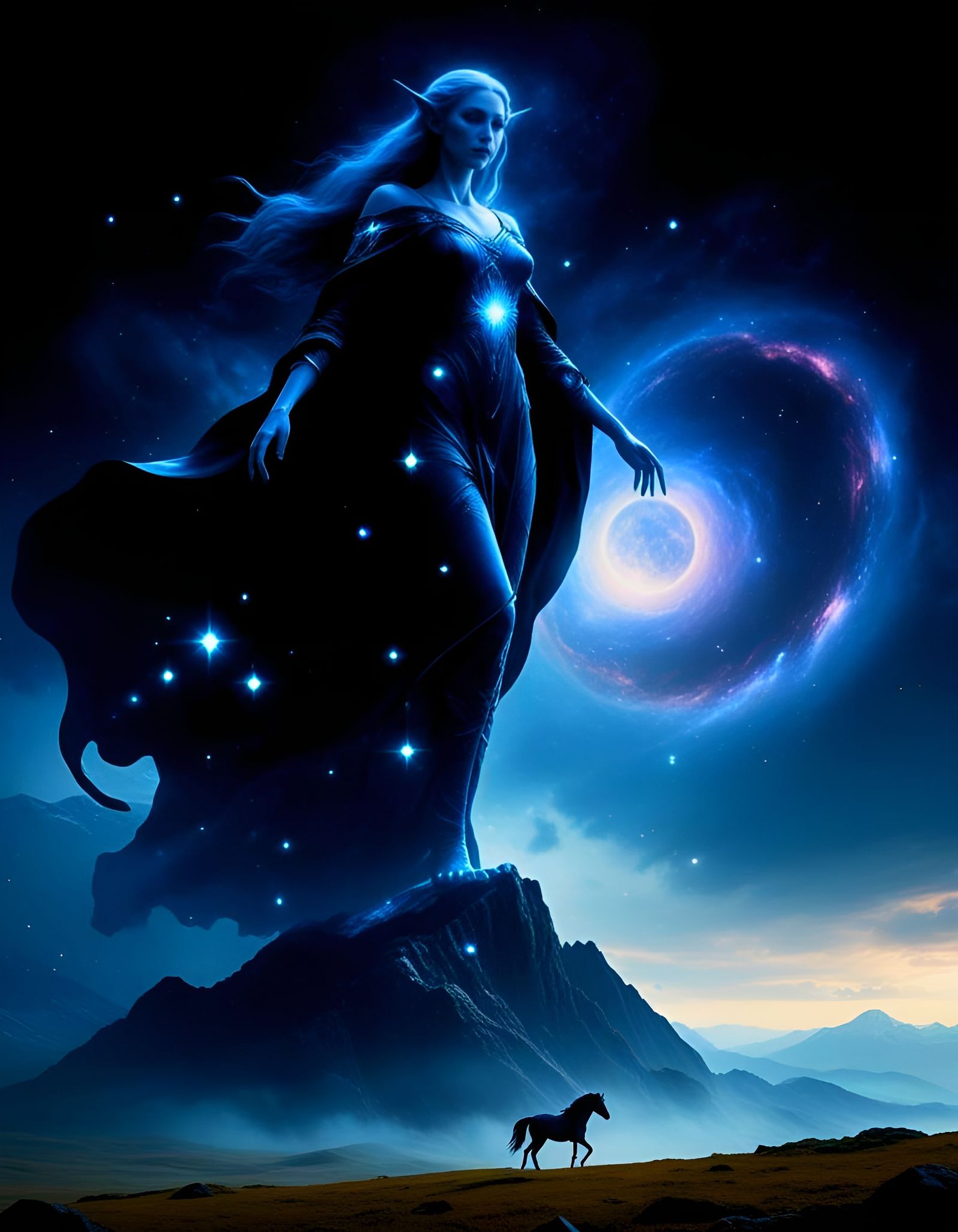 Colossal Elven Goddess of Starlight and Shadow