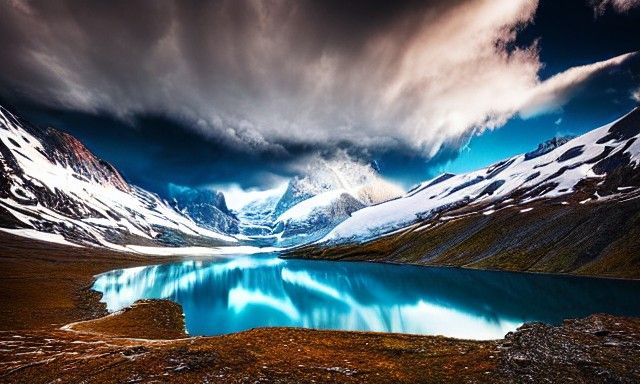 Glacial Lake Landscape in Photorealistic Style