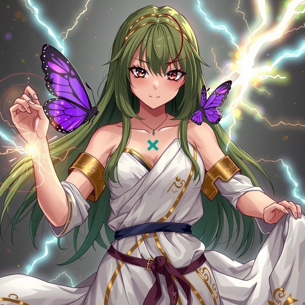 Mystical Anime Goddess Controlled by Enchanted Purple Butter...