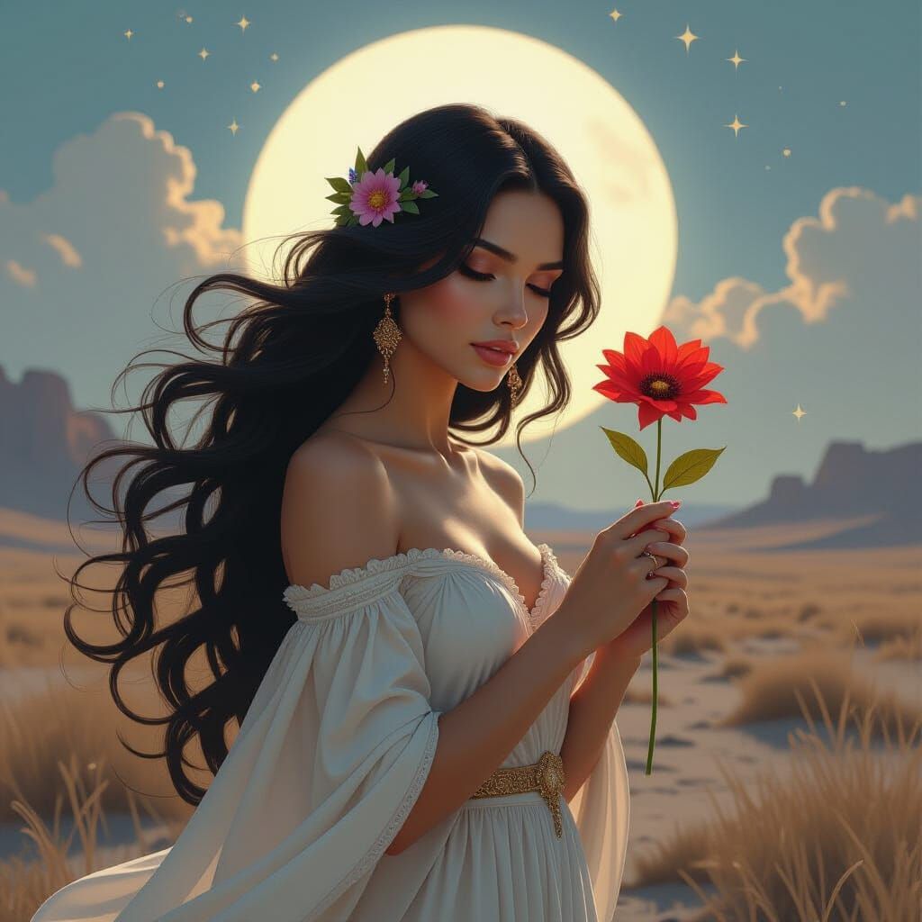 Latina Goddess of Hope in Barren Wasteland