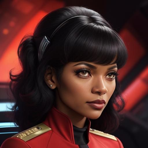 Uhura on Enterprise Bridge in 1960s TV Style