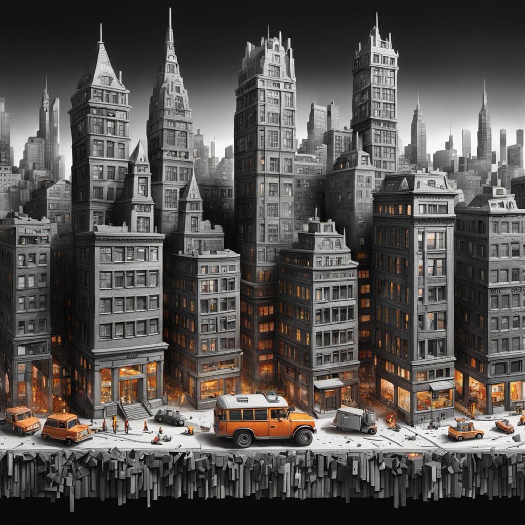 Massive Pencil Melts Into Bustling Miniature Cityscape