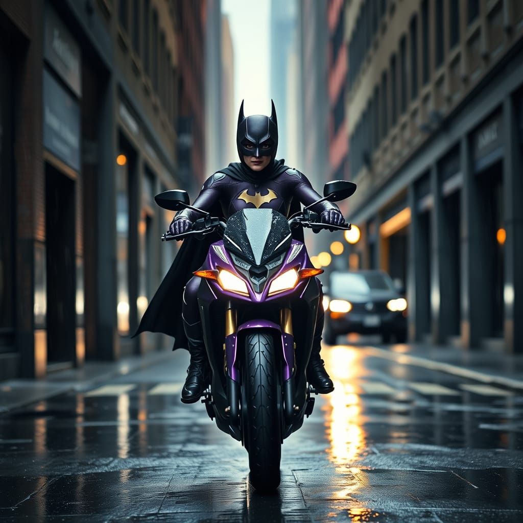Batgirl Rides Her Motorcycle into Action