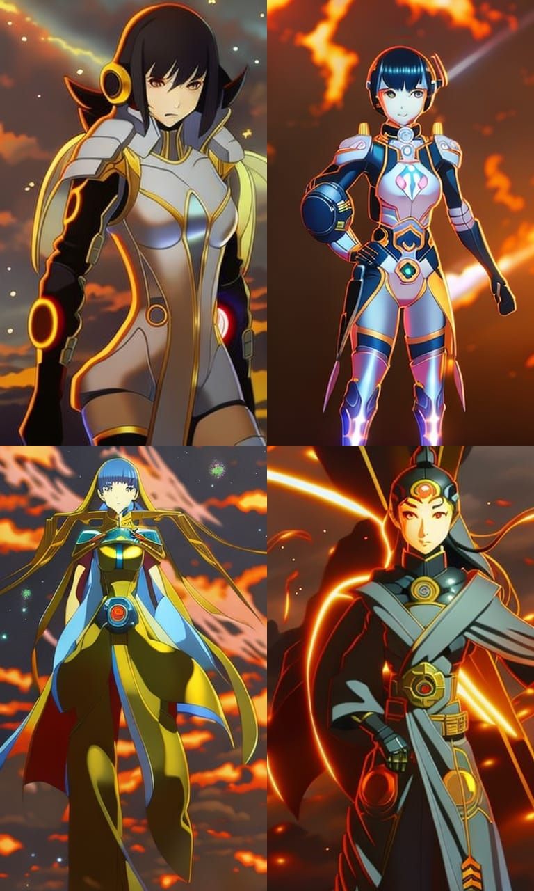 Anime Style portrait of a Japanese woman as a Cosmic Mutiverse Powerful Entity,Wearing a otherworldly technology Galacti...