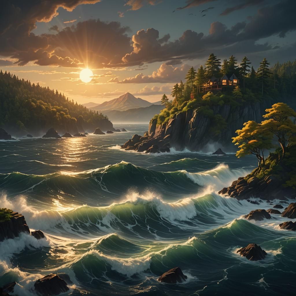 Sunlit Island in Dark Sea Concept Art