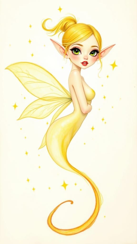 Minimalist Line Art Elf Pin-Up in Cubist Style