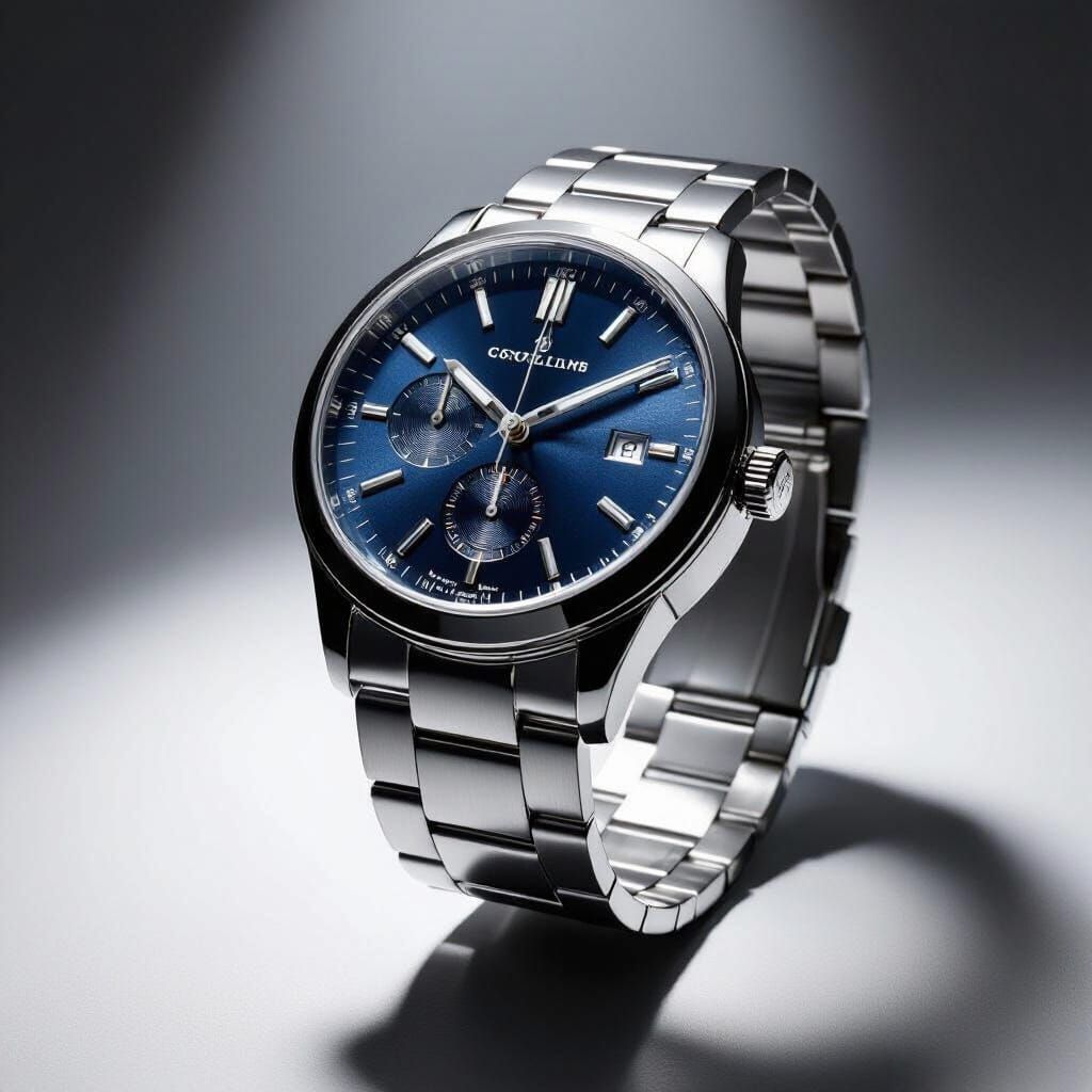 Metallic Silver Wristwatch in Dramatic Black and White