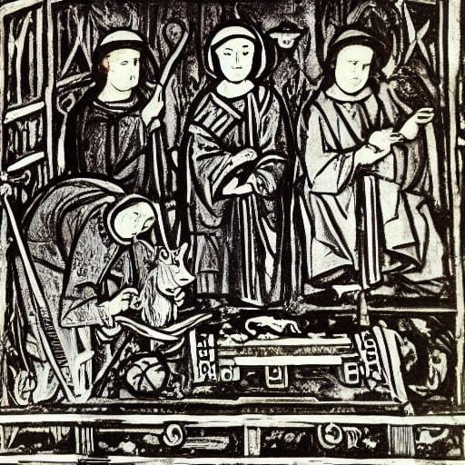 Mice Rescuing Rat From Mousetrap in Rublev and Soutine Style