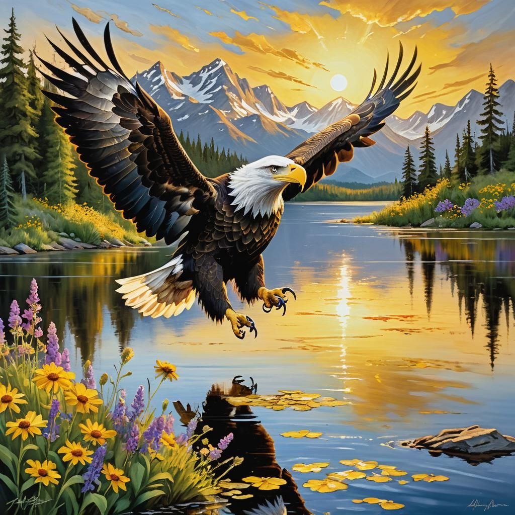 Bald Eagle & Wildflowers
