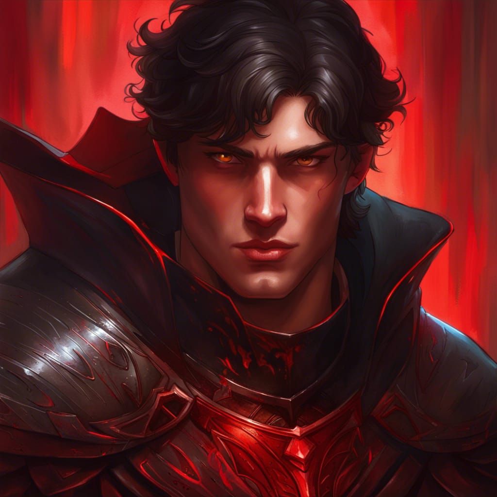 Knight with Glowing Eyes: Hyperdetailed Portrait