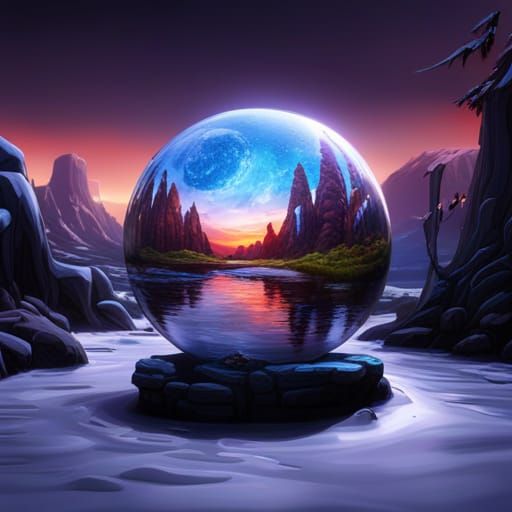 Detailed Liquid Crystal Ball Matte Painting