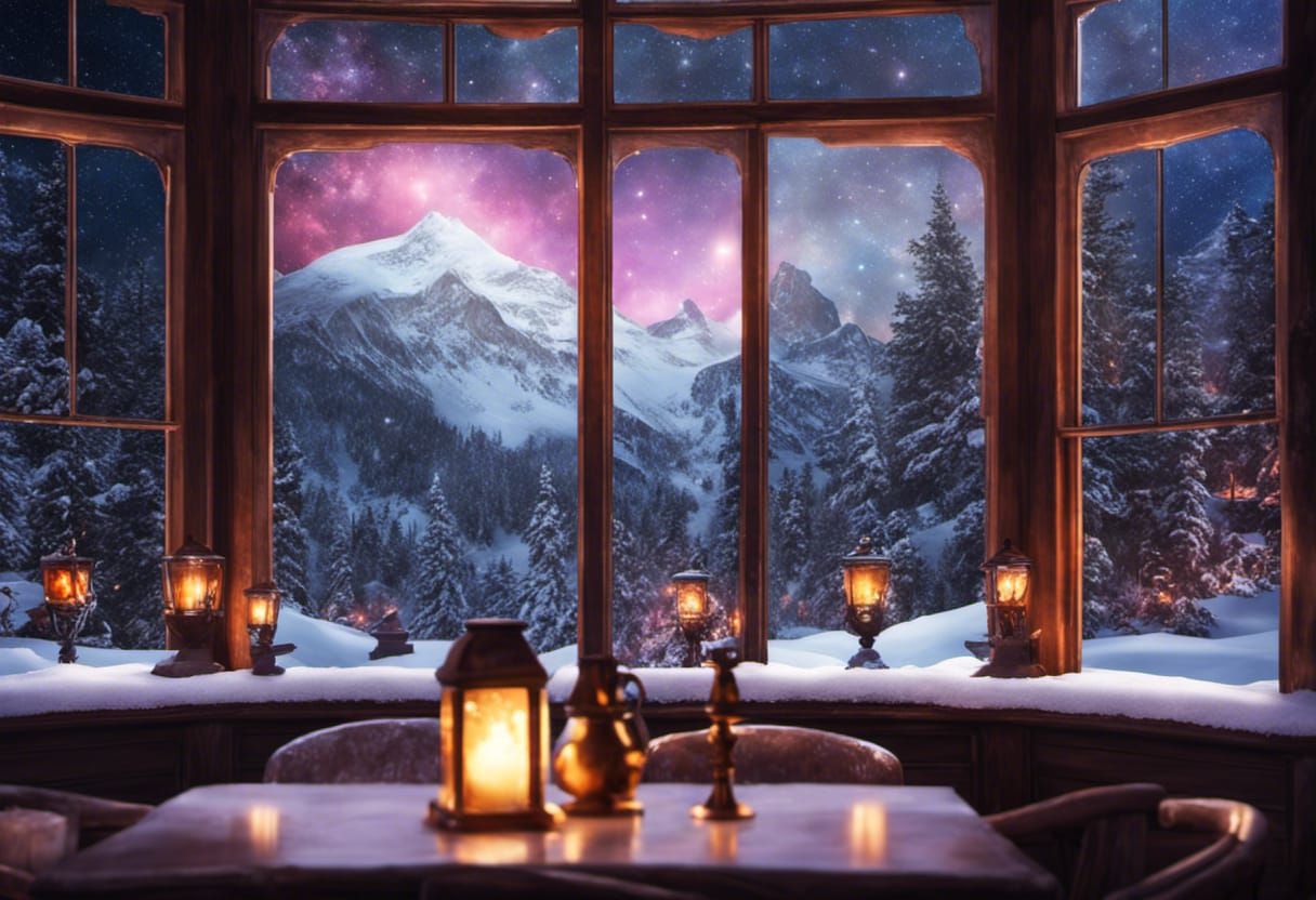 Cozy Night Cafe Under Galactic Sky