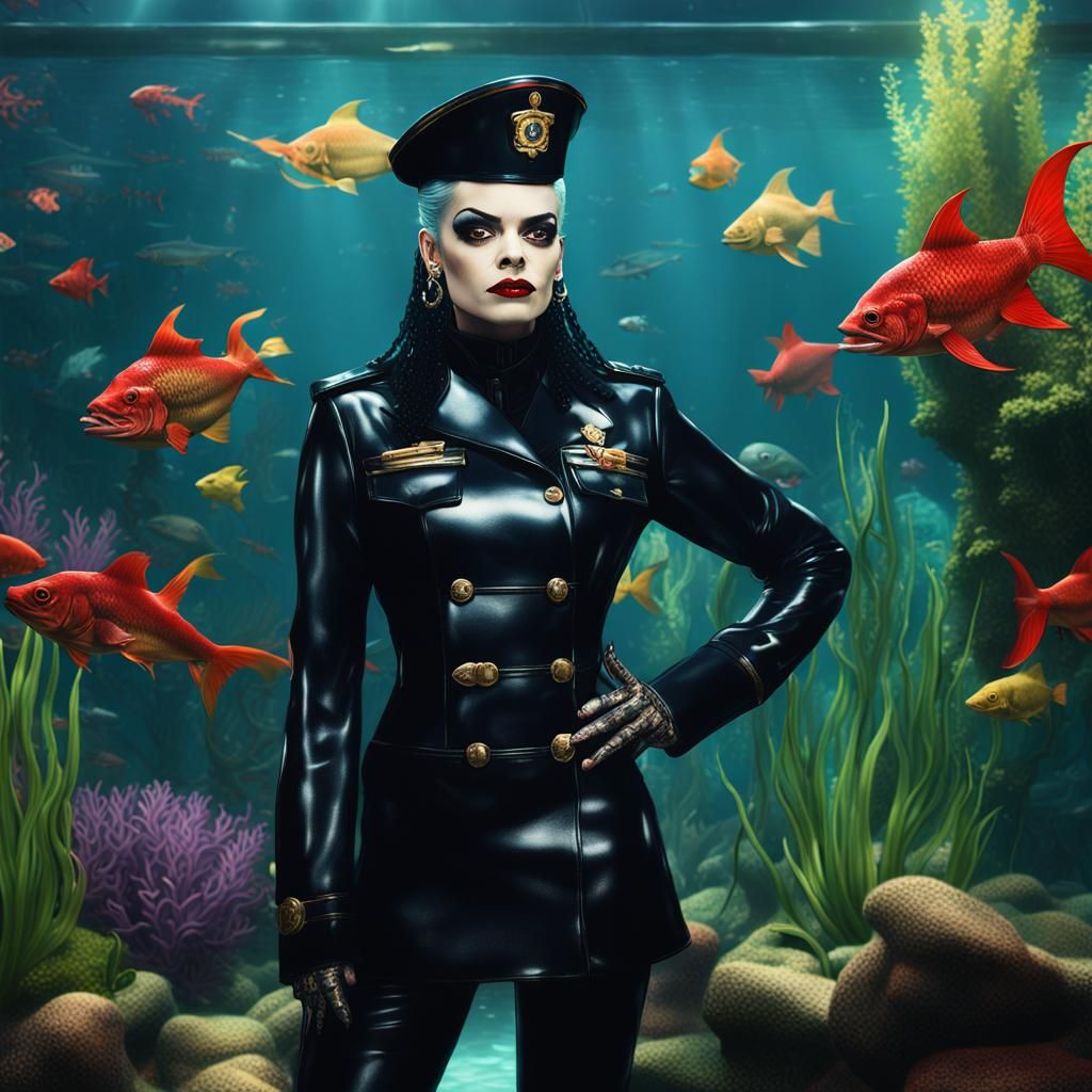 Devilish Figure in Aquarium: Detailed Matte Painting