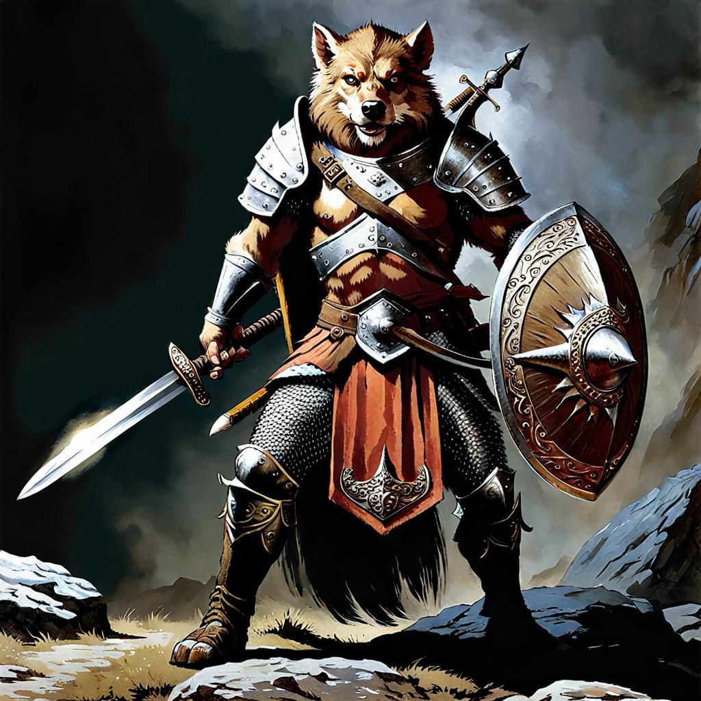 Gnoll Warrior in Splint Mail: AD&D Style