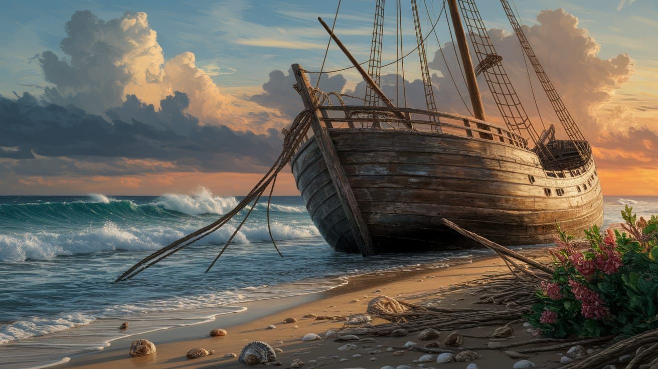 Ivory Coast Shipwreck Digital Painting