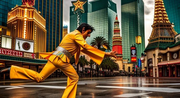 Elvis Presley Kung Fu Fighting Cthulhu in Las Vegas