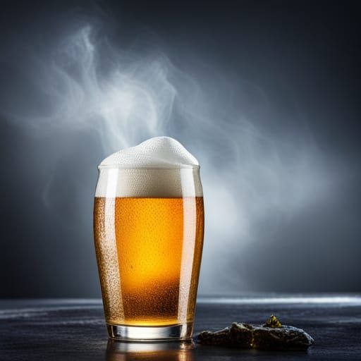 Beer in Crystal Glass with Crystal Ice