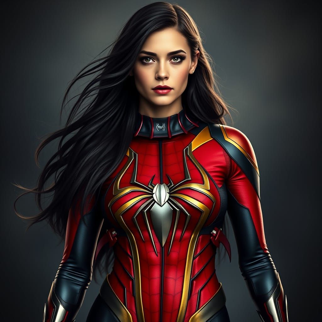 Spider-Woman Jessica Drew in Hyperrealistic Comic Book Style