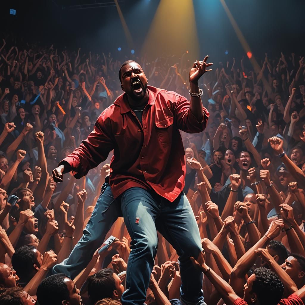 Kanye West Screaming in Rage: Hyperrealistic Concept Art