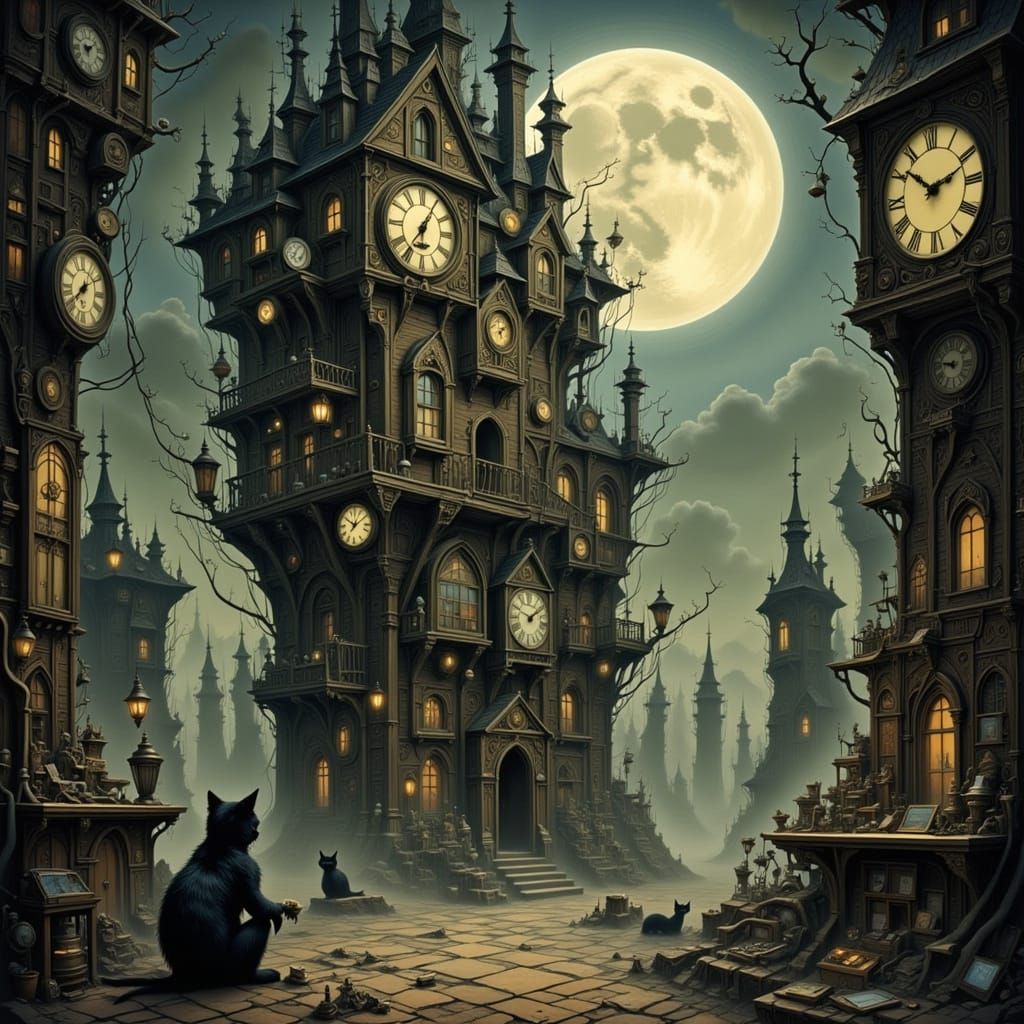 Mr. Elbows: Crooked Clockmaker in Steampunk Gothic Tower