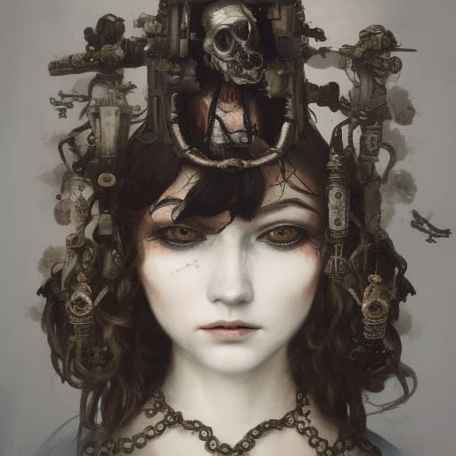 Atomic Cyborg Battle Angel Schematic, Biopunk Illustration