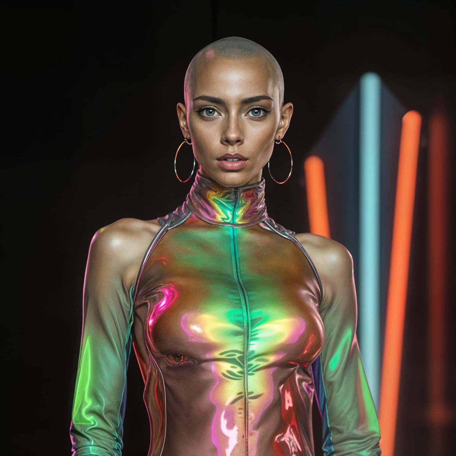 Cyberpunk Goddess with Amoeba Companion