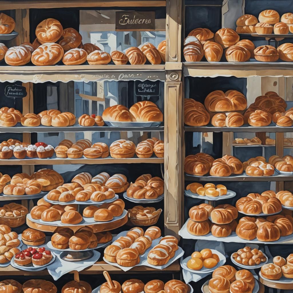 Charming French Bakery in Gouache Style