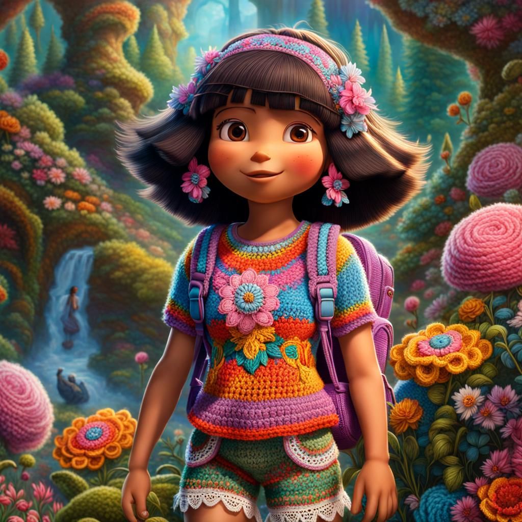 Cute Dora the Explorer With Backpack in Crochet World