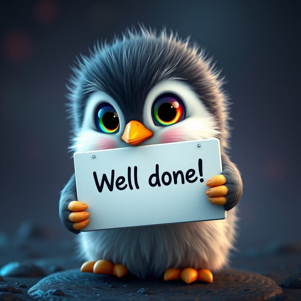 Fantastical Penguin Celebrates Success in Vibrant Color