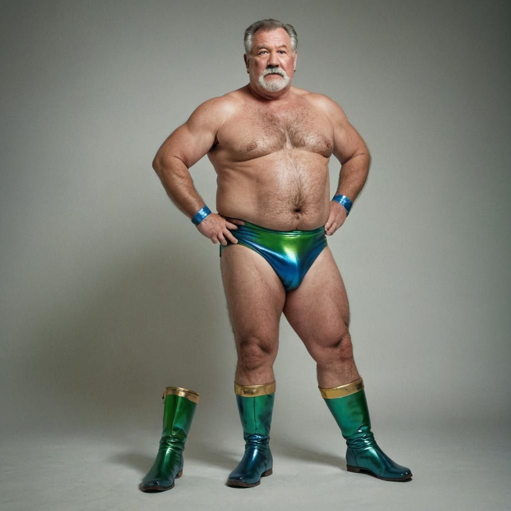 Heroic Wrestler in Spandex: Digital Portrait