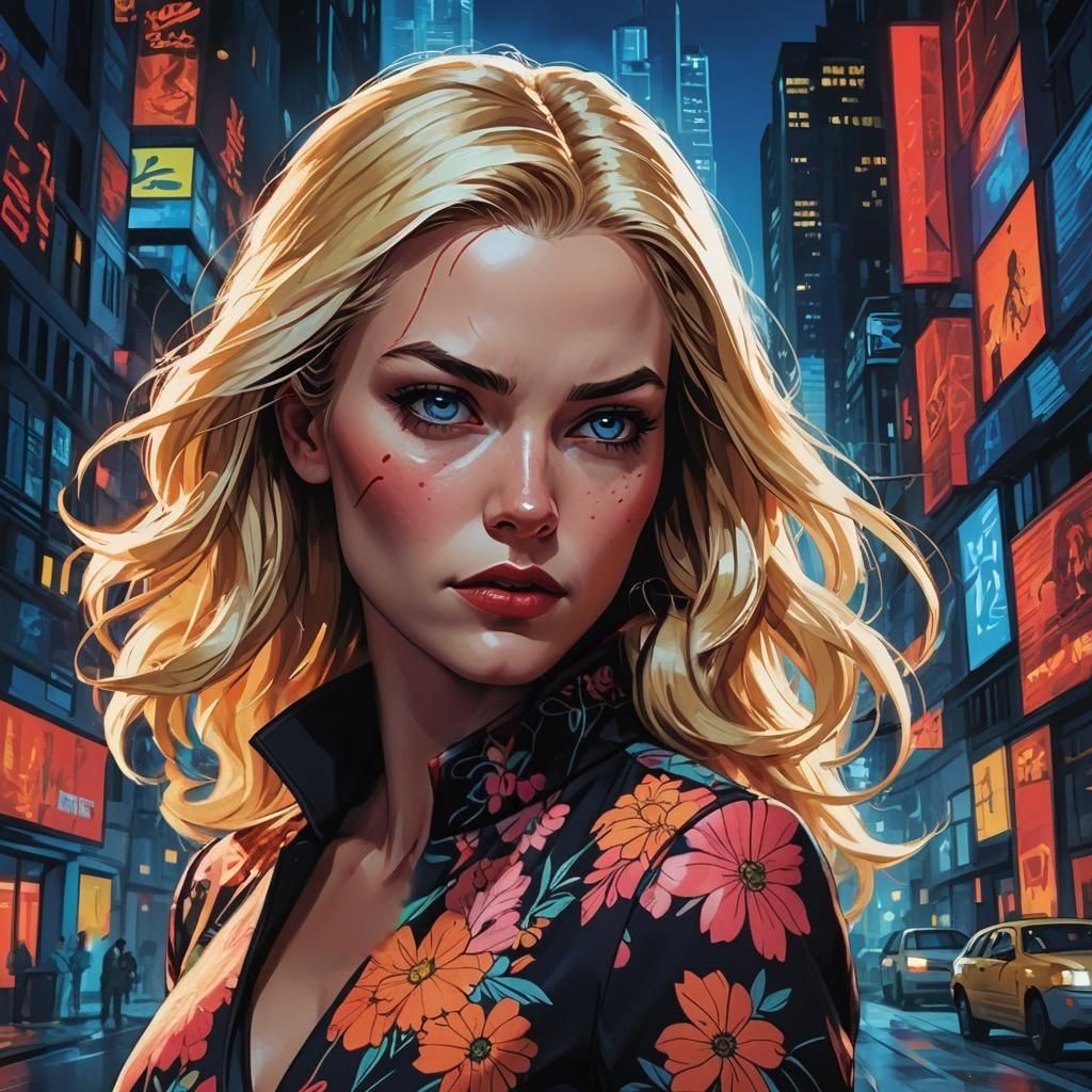 Cartoon Female Spy in Red Leather Jacket