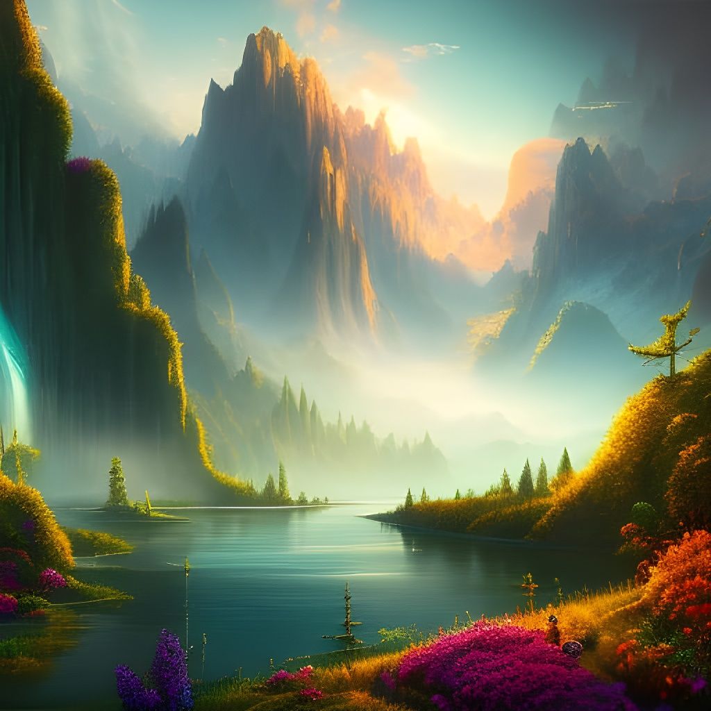 Summer Mountain Landscape with Cosmic Sky in 8K