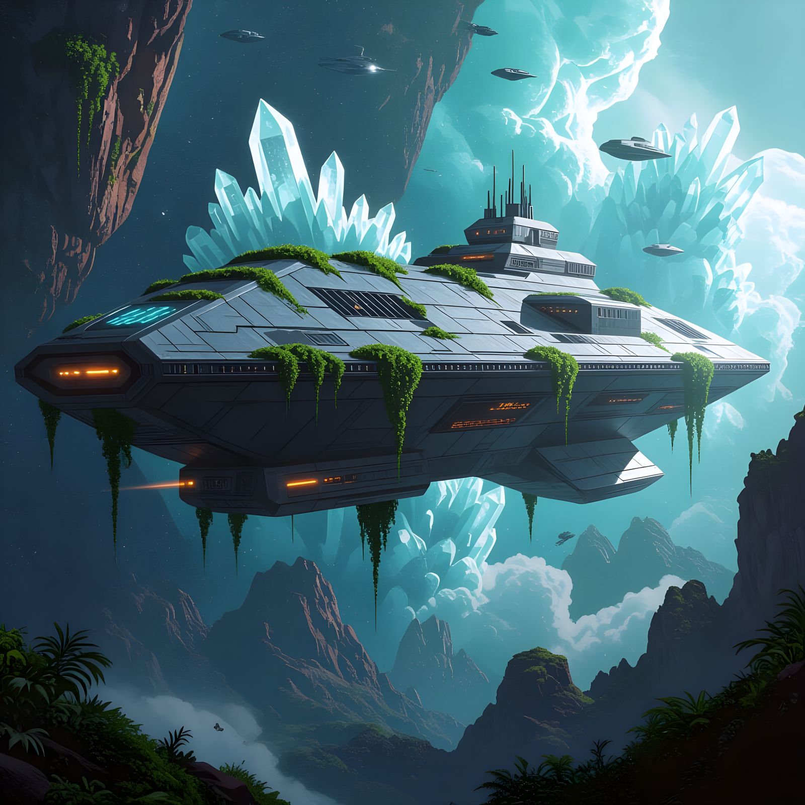 Majestic Generation Ship in Nebula