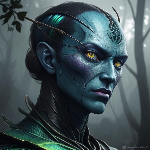 Humanoid Insect Portrait in Surreal Colors