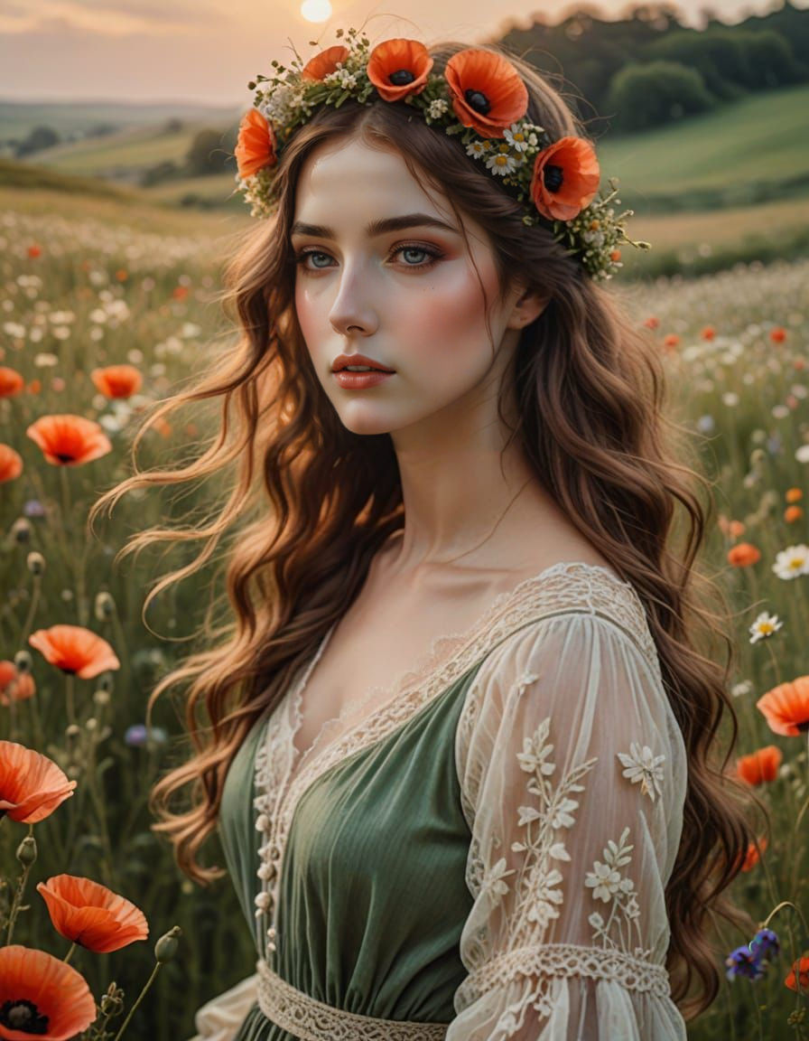 Ethereal Beauty in a Romantic Sunset Landscape