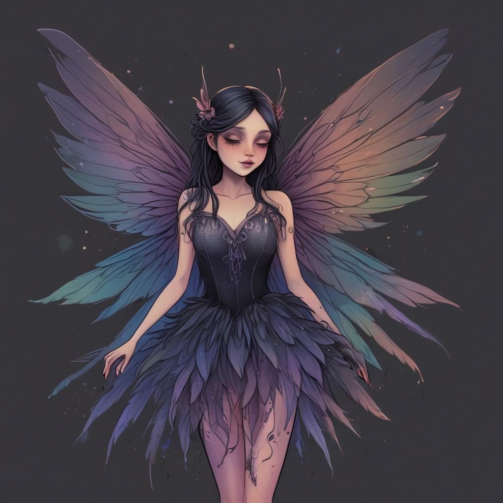 Dark Gothic Fairy Portrait in Don Maitz Style
