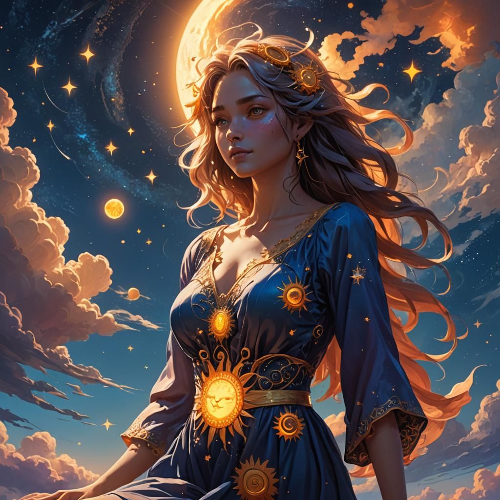 Twilight Encounter with Mr. Sun in Fantasy Art