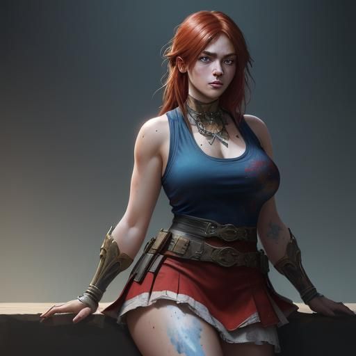 Artistic Redhead Portrait with Paint Splatters