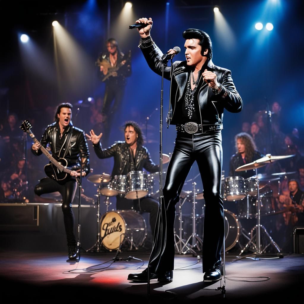 Airbrushed Elvis Rocking the Stage