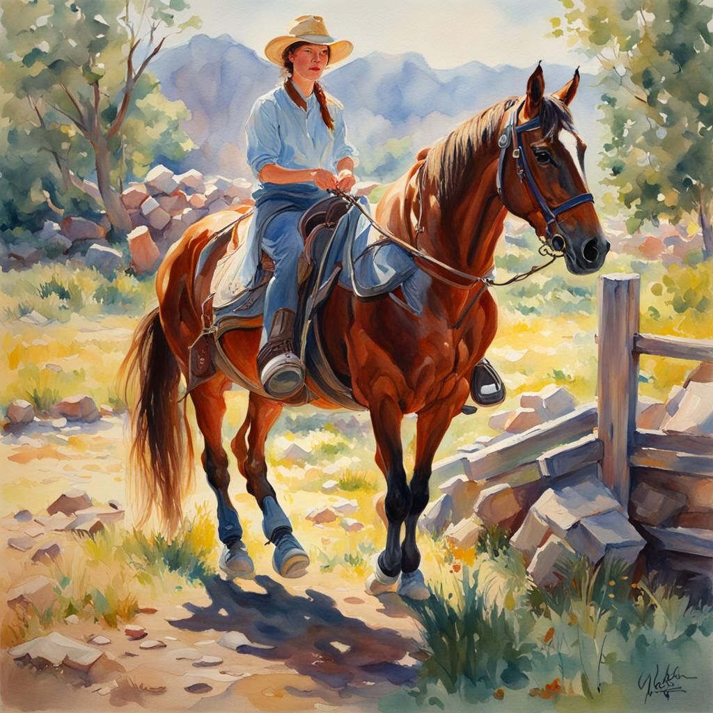 Lucky Horseshoe in Watercolor Painting Style