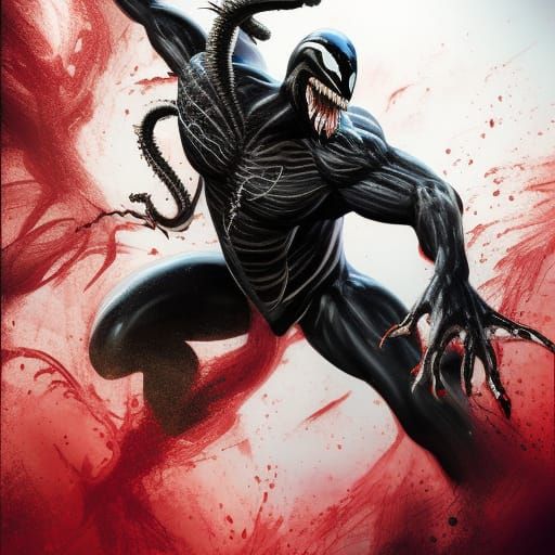 Hyperrealistic Venom Splash Art Portrait