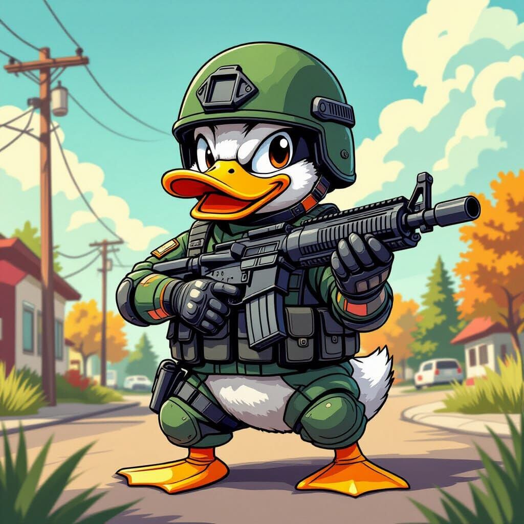 Cartoon Duck in SWAT Gear, Counterstrike Style