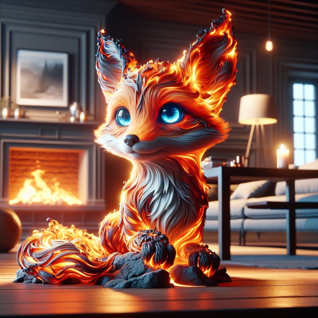 Lava Fox in Living Room: CGI Fine Art