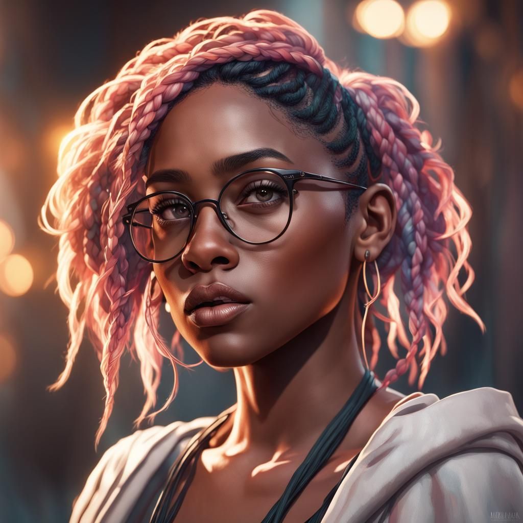 Detailed Portrait of a Girl with Braids