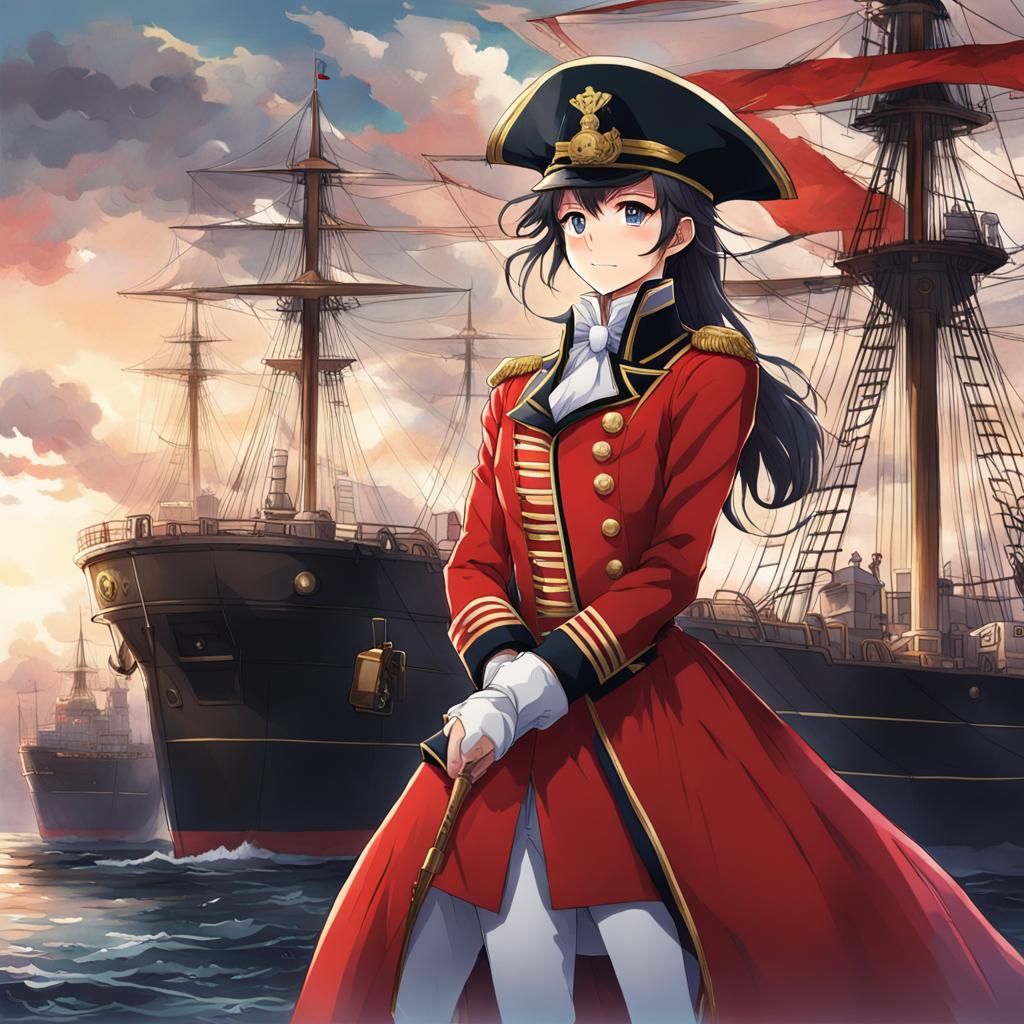 18th Century Female Naval Officer, Anime Style