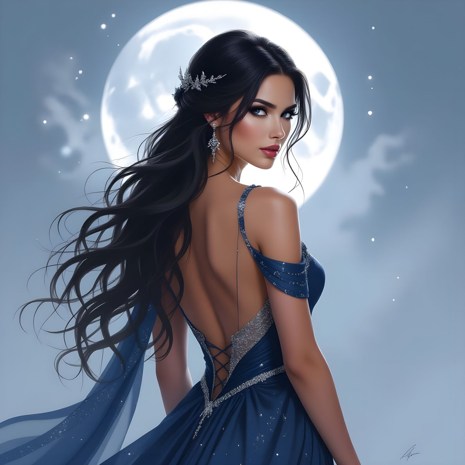 Norse Goddess in Watercolor and Ink