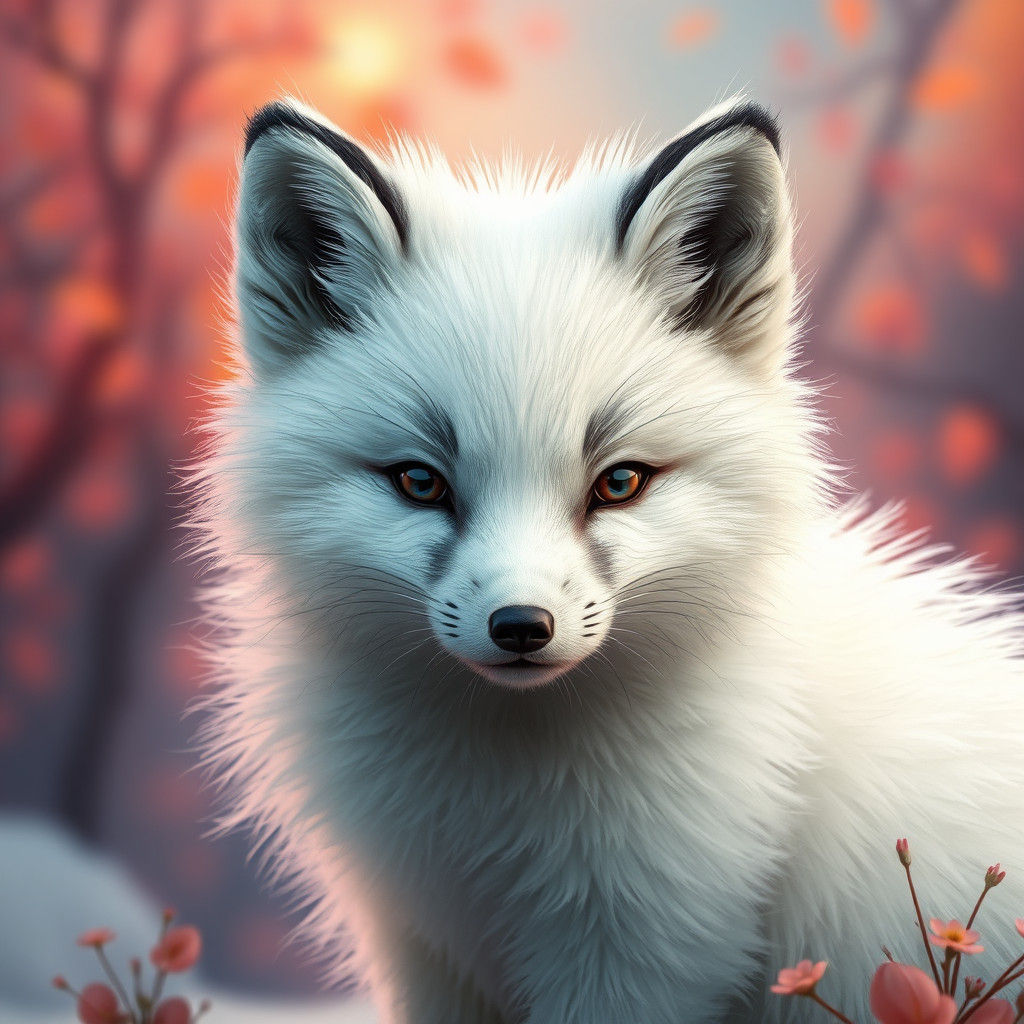 Arctic Fox Cub in a High-Fantasy Digital Painting