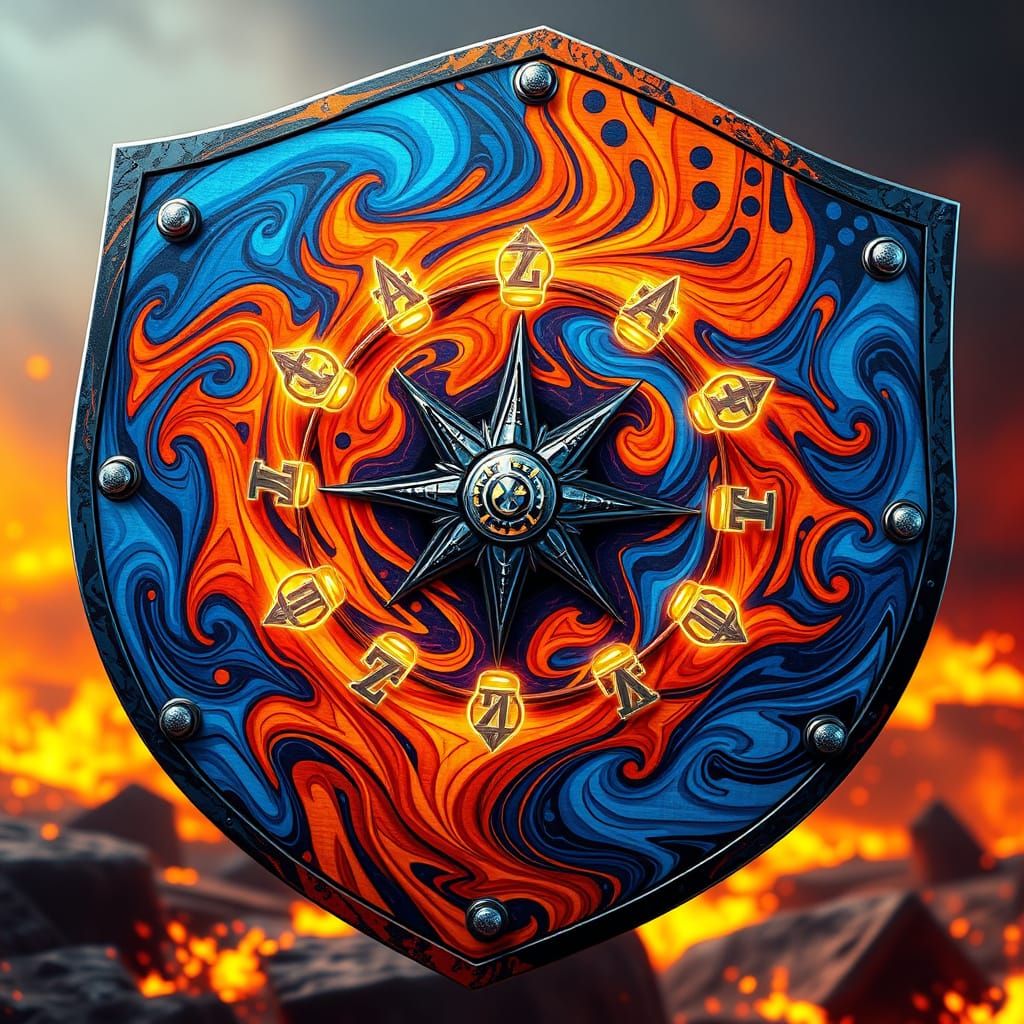 Intricately Designed Shield in Hyperrealistic Style