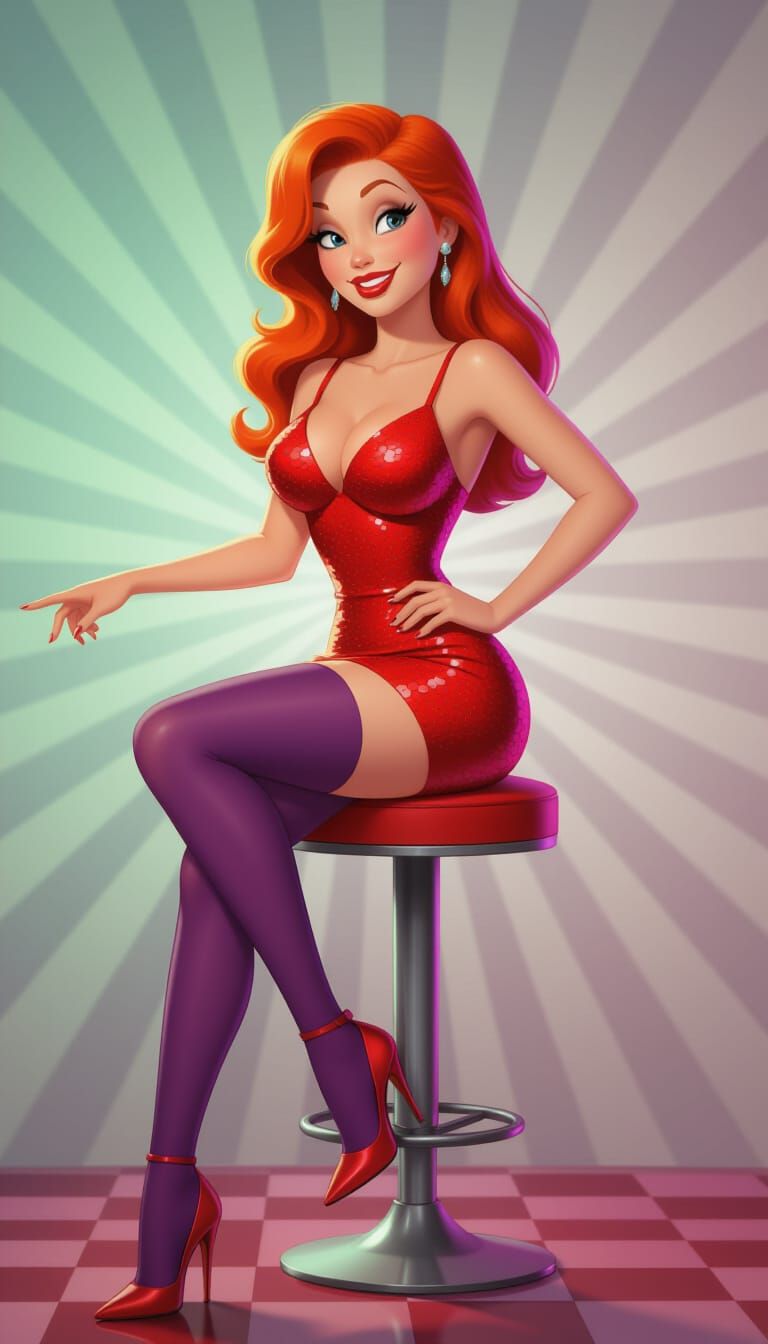 Jessica Rabbit in Red Dress: Pixar Style 3D Art