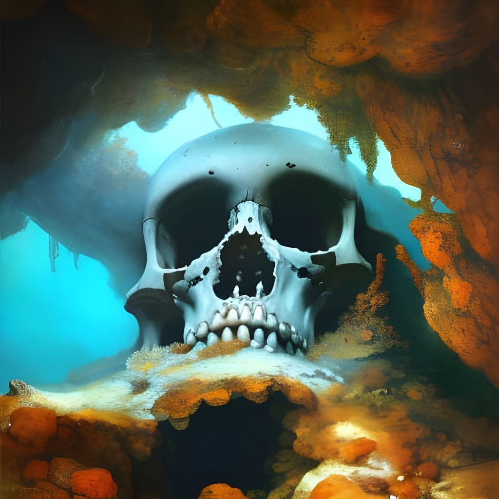 Underwater Coral Skull in Dark Fantasy Style
